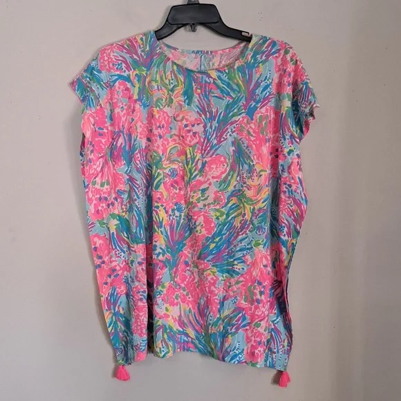 Lilly Pulitzer Girls Via Caftan Dress in Fan Sea Pants Size Large